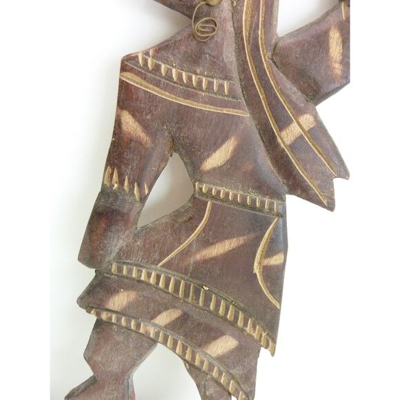 Vintage African Flat Wood Carving Woman with Basket - Picture 4 of 6